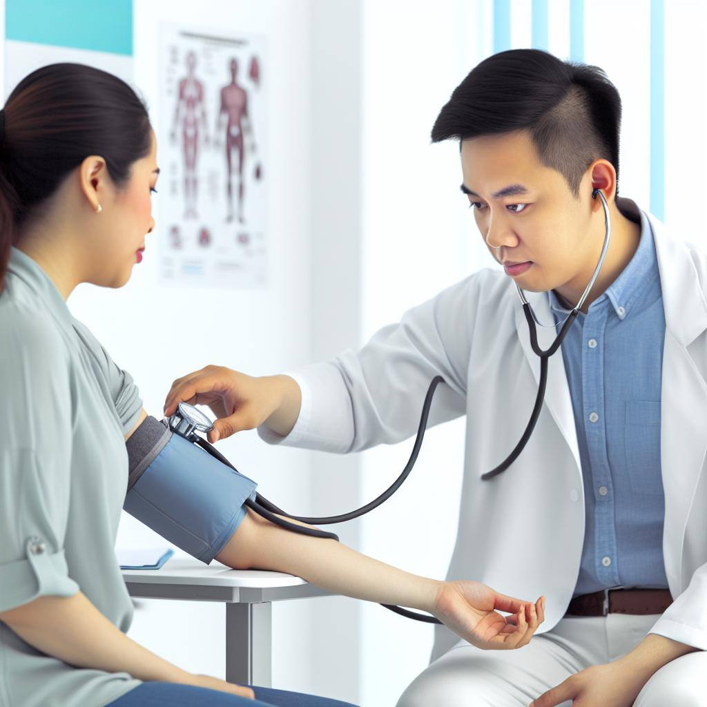 provider checking blood pressure of patient