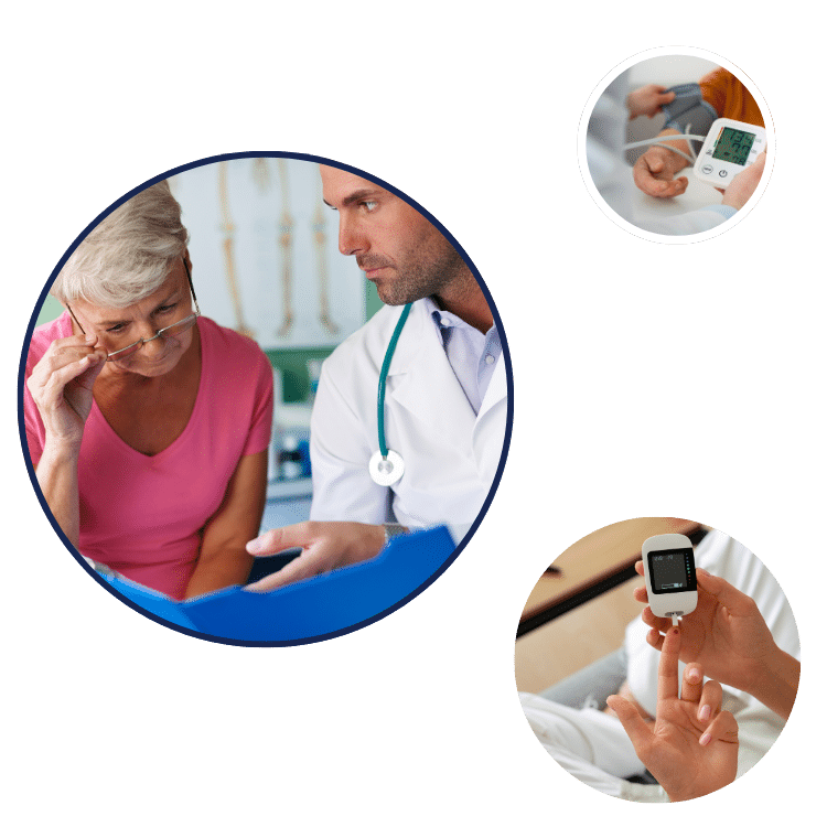 diabetes monitoring, doctor discussing chronic conditions